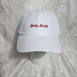 Lucky Brand White Baseball Cap with Red Logo' Embroidery NWT